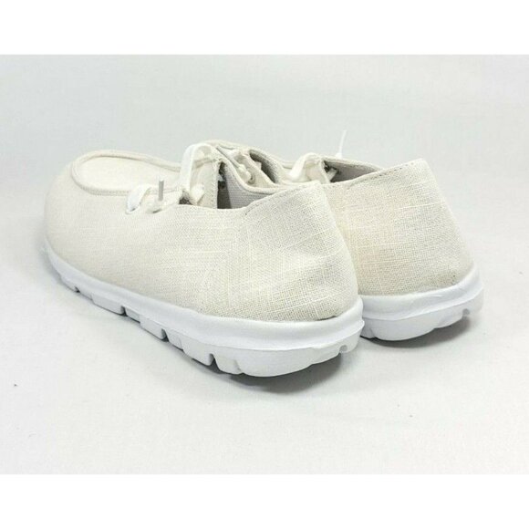 Women's Slip On Loafers Sz 9/40 Cream Fabric Upper Lightweight - Picture 6 of 8